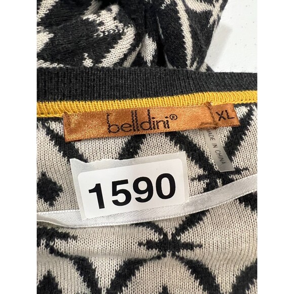 Belldini Women's Open Front Long Cardigan Black Cream Gold Yellow Size XL *READ* - Picture 12 of 12